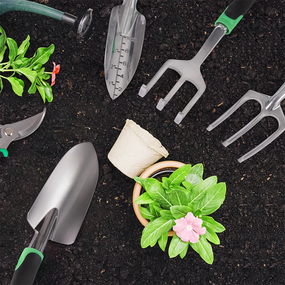 Outdoor Garden Tool Set 11 Piece Rustproof Pruning Tools Shovel by S And B Enterprise