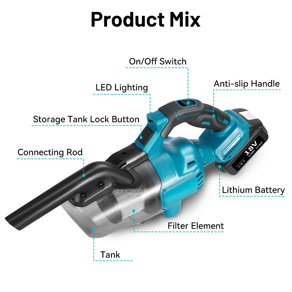 YEARTOP Cordless Handheld Vacuum Multifunction For Makita 18V Battery by S And B Enterprise