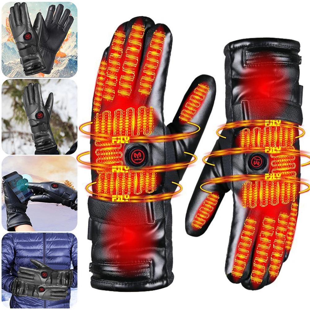 APWIKOGERCN Rechargeable Heating Gloves Waterproof Thermal Touchscreen Outdoors