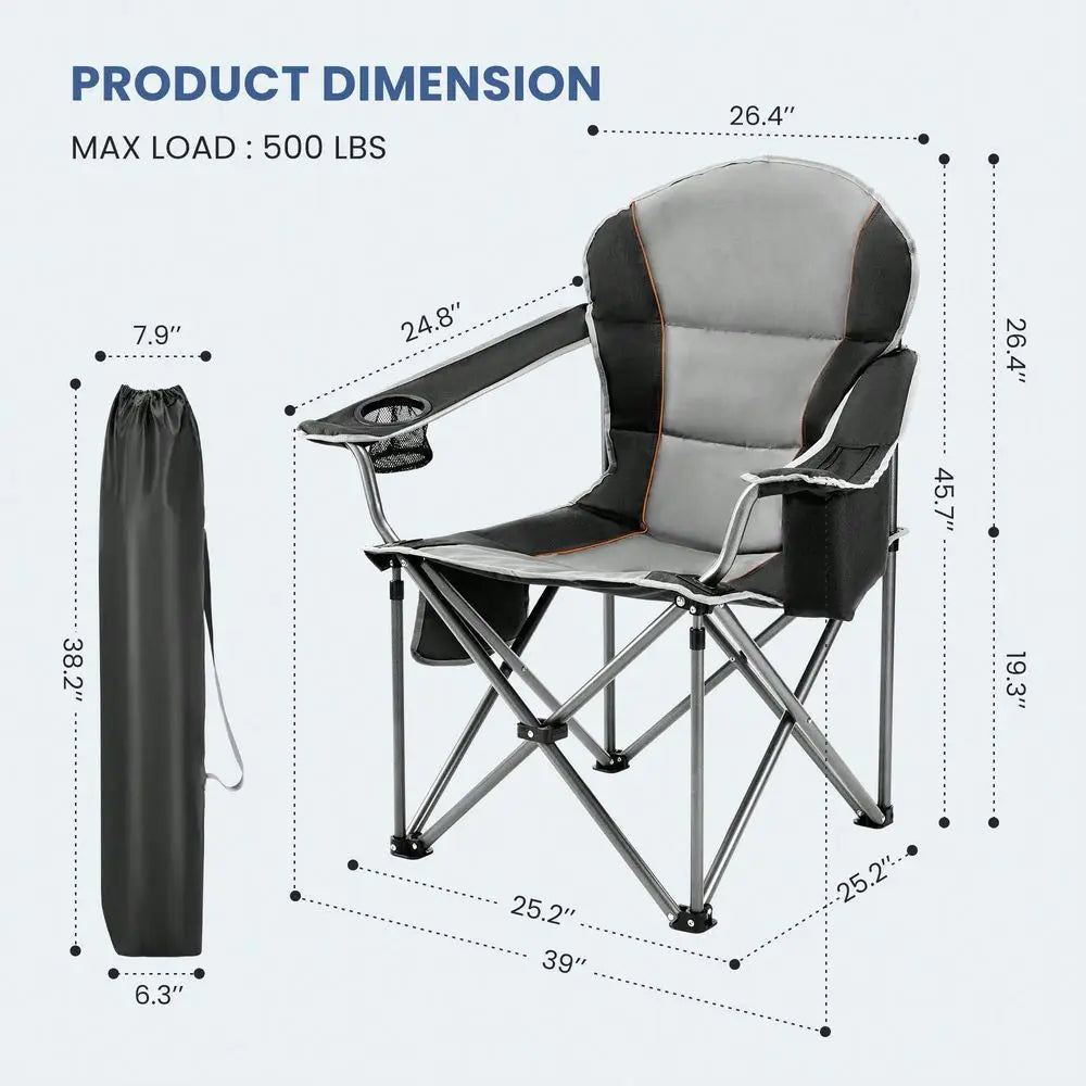 Heavy Duty Camping Chair With Cup Holder And Cooler Bag