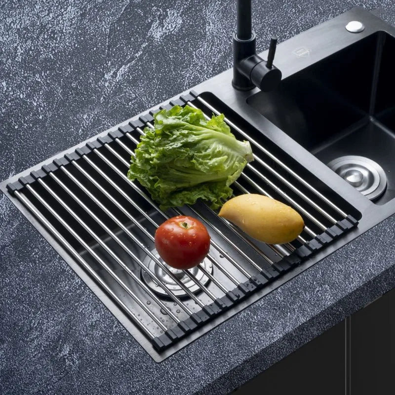 Stainless Steel Expandable Dish Drying Rack for Kitchen Counter