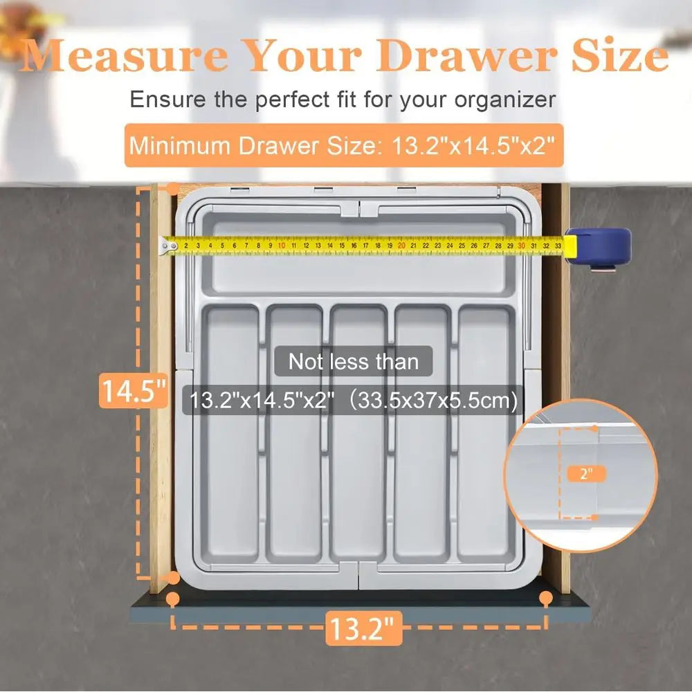 Adjustable Expandable Kitchen Utensil Organizer, 22x19, Holds Cutlery, Grey by S And B Enterprise