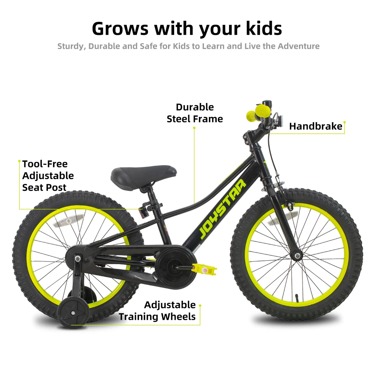 JOYSTAR Kids Mountain Bike With Training Wheels And Handbrake