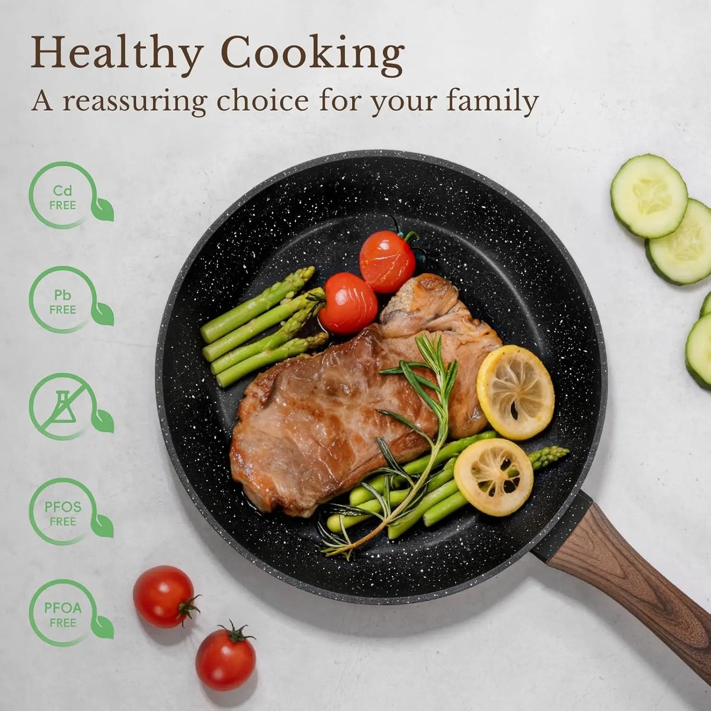 Nonstick Ceramic Cookware Set Induction Compatible PFAS Free