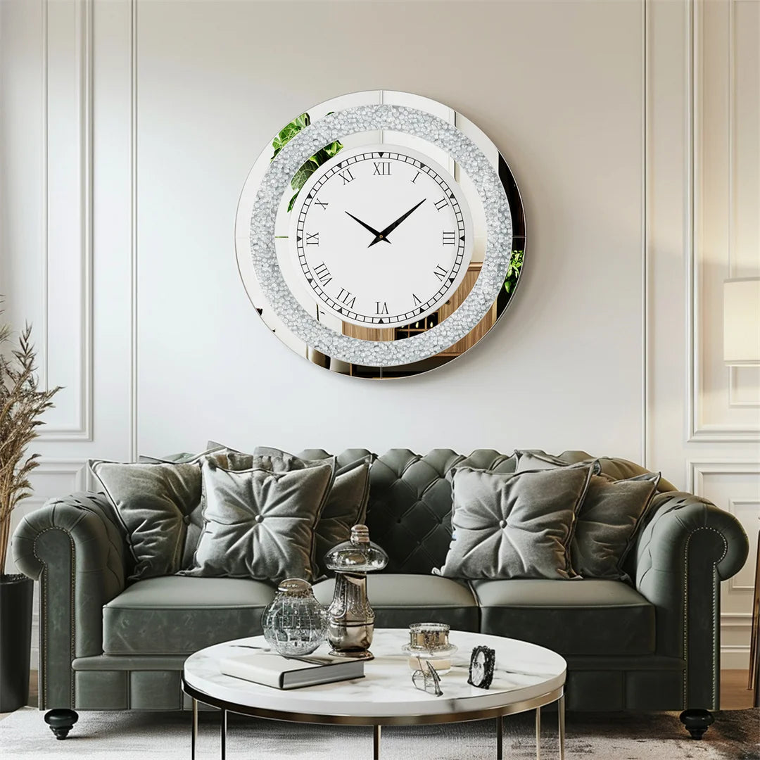 LUVODI 32inch Large Diamond Crystal Modern 3D Wall Clock Living Room Kitchen Bedroom Hall Clock with Roman Numerals by S And B Enterprise