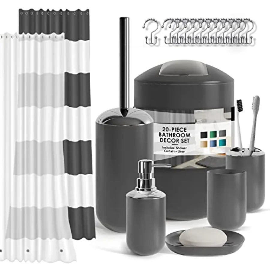 Bamboo Bathroom Accessory Set With Shower Curtain And Liner by S And B Enterprise