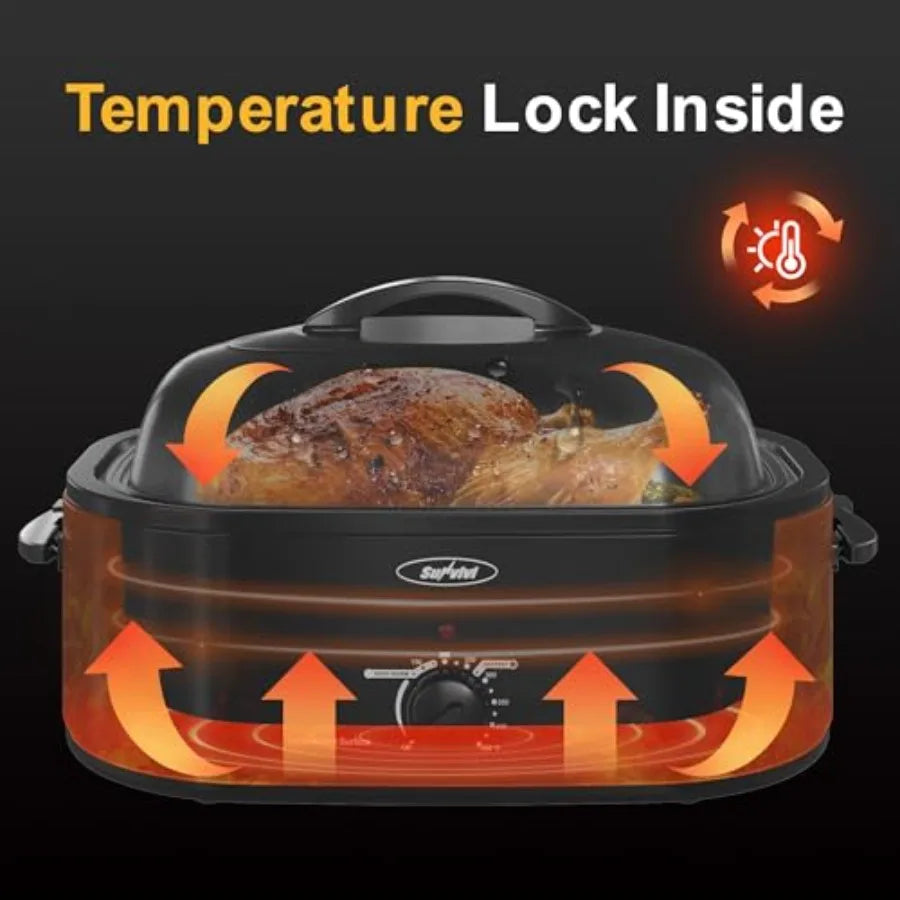 SHXI Electric Roaster Oven With Viewing Lid Removable Pan Rack