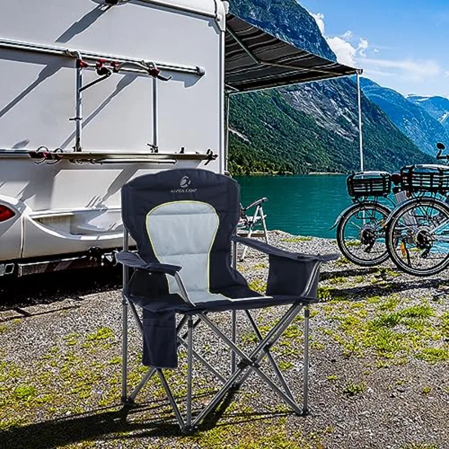 Heavy Duty Folding Camping Chair With Padded Seat And Cup Holder by S And B Enterprise