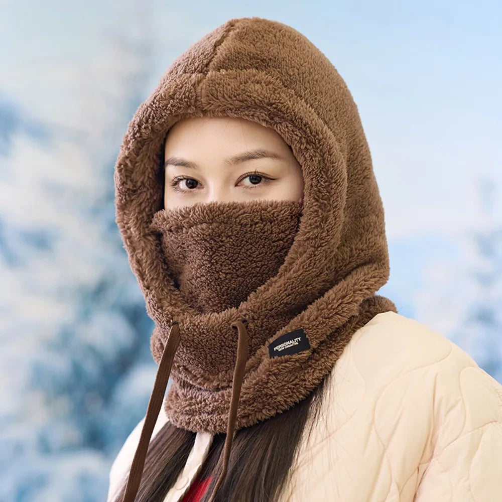 Unisex Winter Thermal Balaclava Ski Mask With Drawstring Windproof