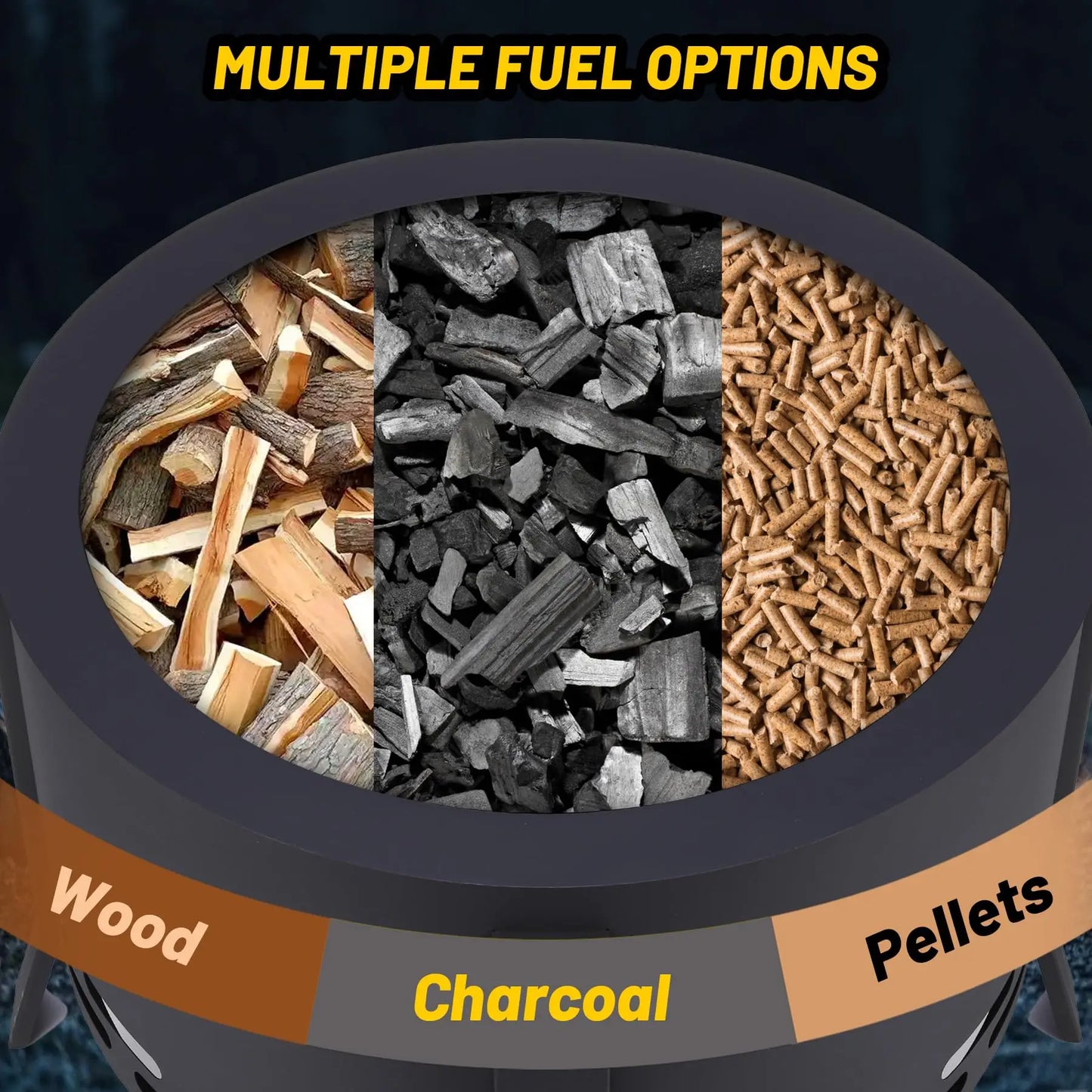 HiMISS Portable Smokeless Fire Pit With Poker