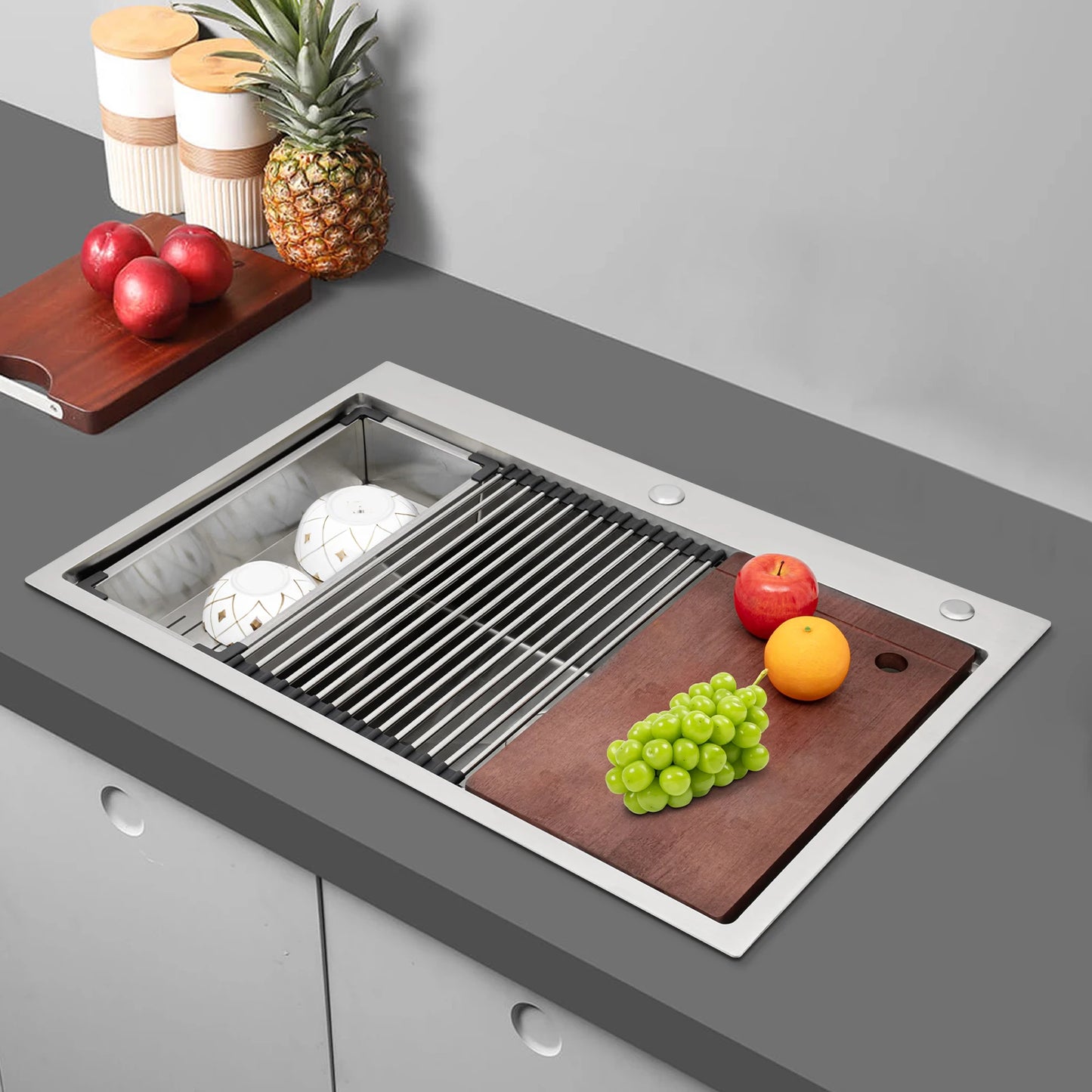Bymaocar 304 Stainless Steel Kitchen Sink Drop In Single Bowl