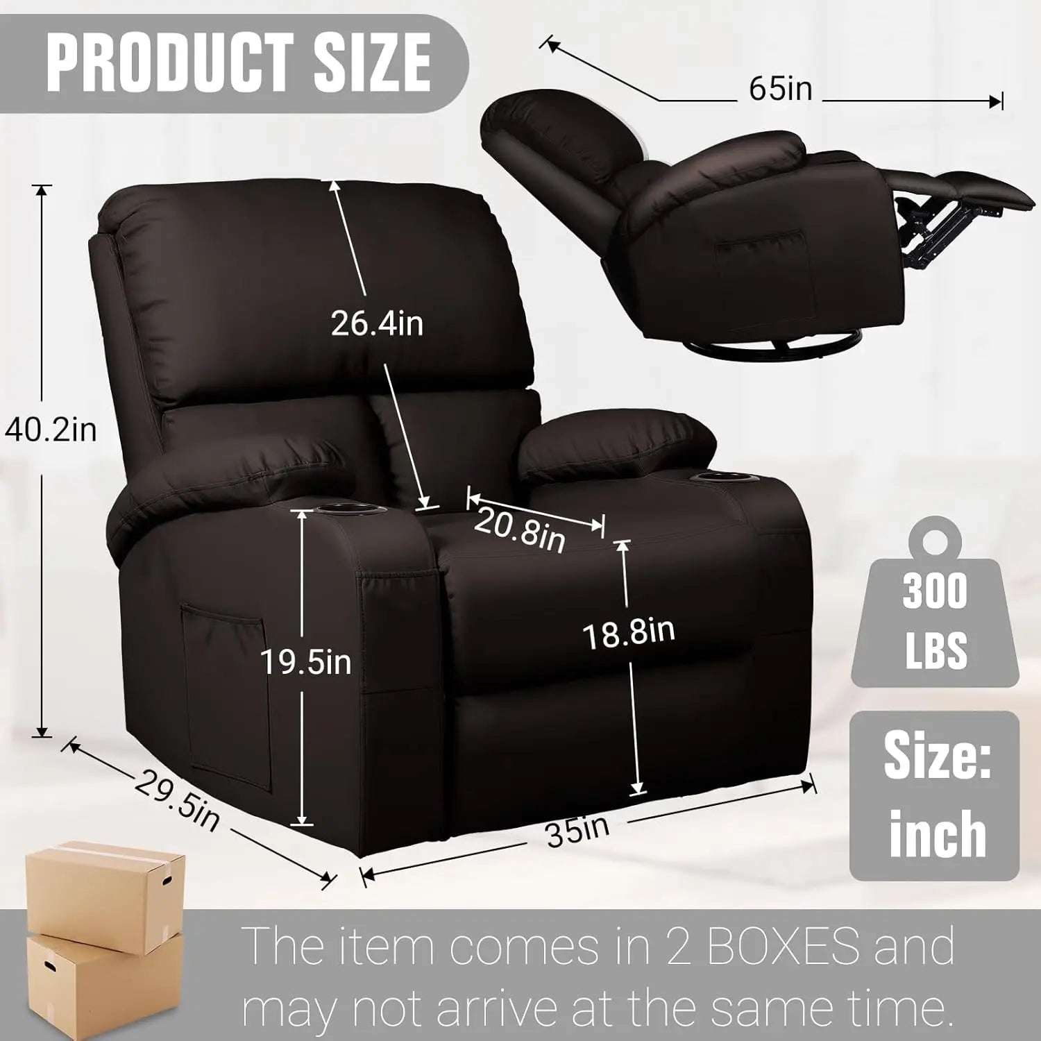 Rocking Recliner Chair With Massage And Heat 360 Swivel by S And B Enterprise