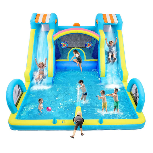 HiMISS Double Water Slide Inflatable Bounce House For Kids With Blower