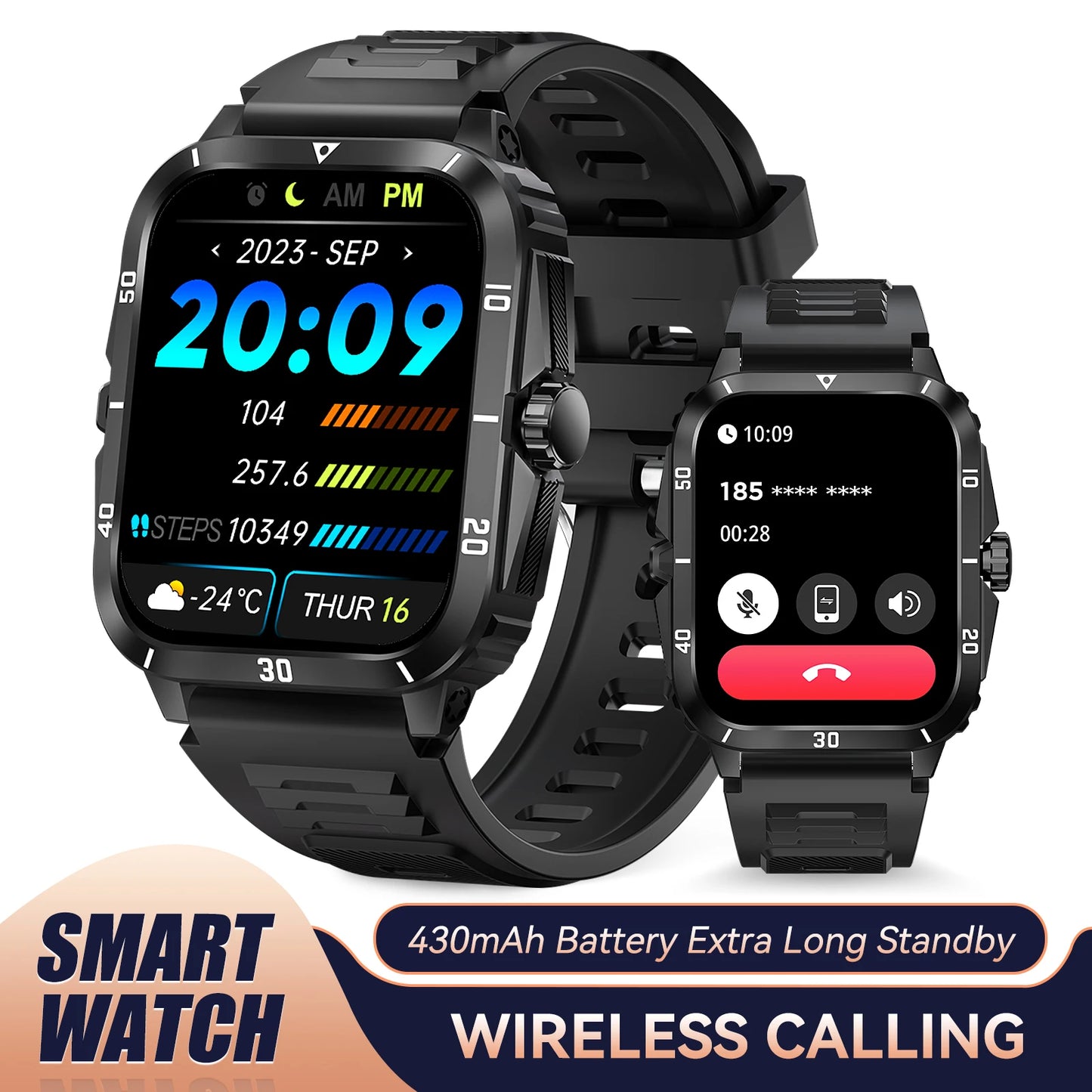 EIGIIS KT71 Smart Watch 3ATM Waterproof 1.96 IPS HR Bluetooth