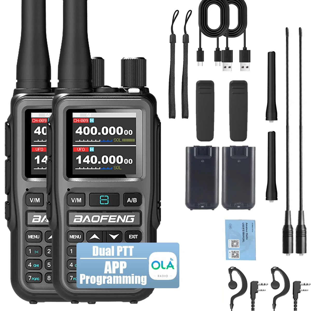 Clorgo Baofeng UV5R Dual Band Radio 5W NOAA Bluetooth