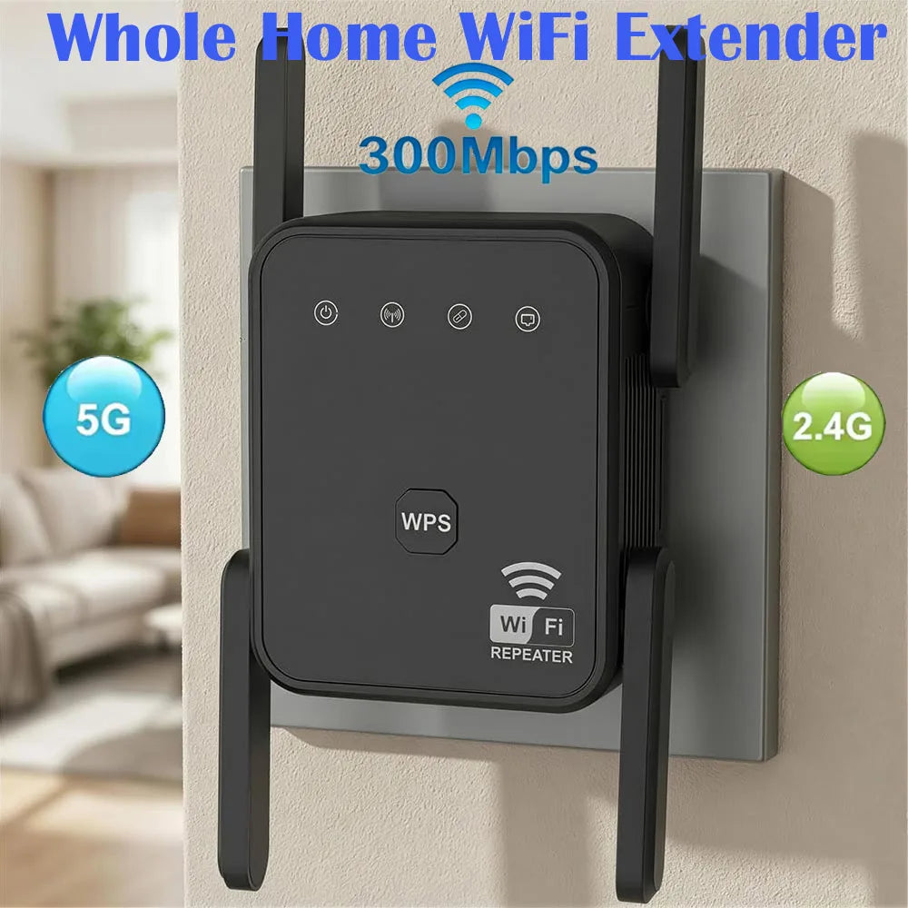 S And B Enterprise 2026 WiFi Repeater with dual antennas wall-mounted, 2.4/5GHz 300Mbps
