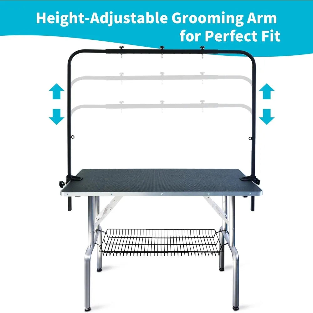 US Shipping 46 Inch Dog Grooming Table Professional Adjustable Height Large Pet Wash Station by S And B Enterprise