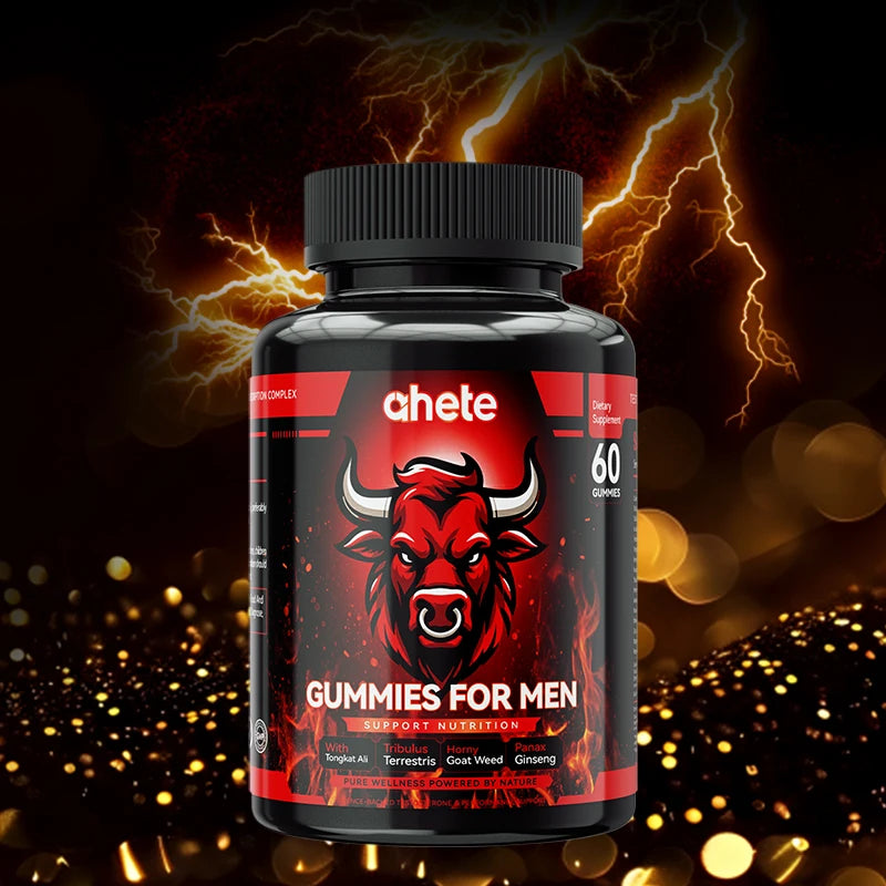 Ahete Men's Support Gummies - 60-Count Chewable Supplements, Aids Daily Vitality Maintenance & Body Comfort.