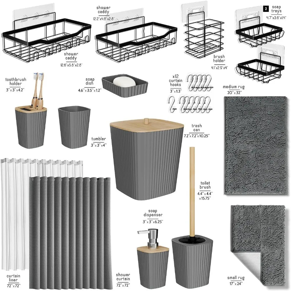 27 Piece Bathroom Accessories Set For Spa Style Decor