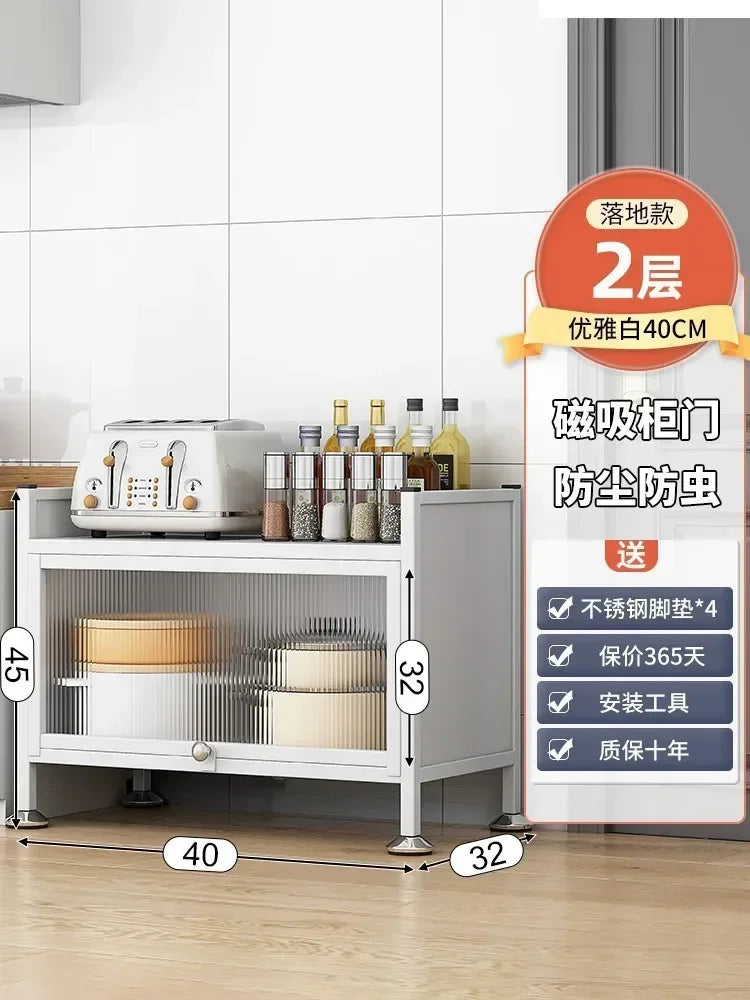 Modern Kitchen Cabinet Hutch Movable Full Door Glass Cabinet Storage Display Cupboards Multi-functional Cupboard Storage Door by S And B Enterprise