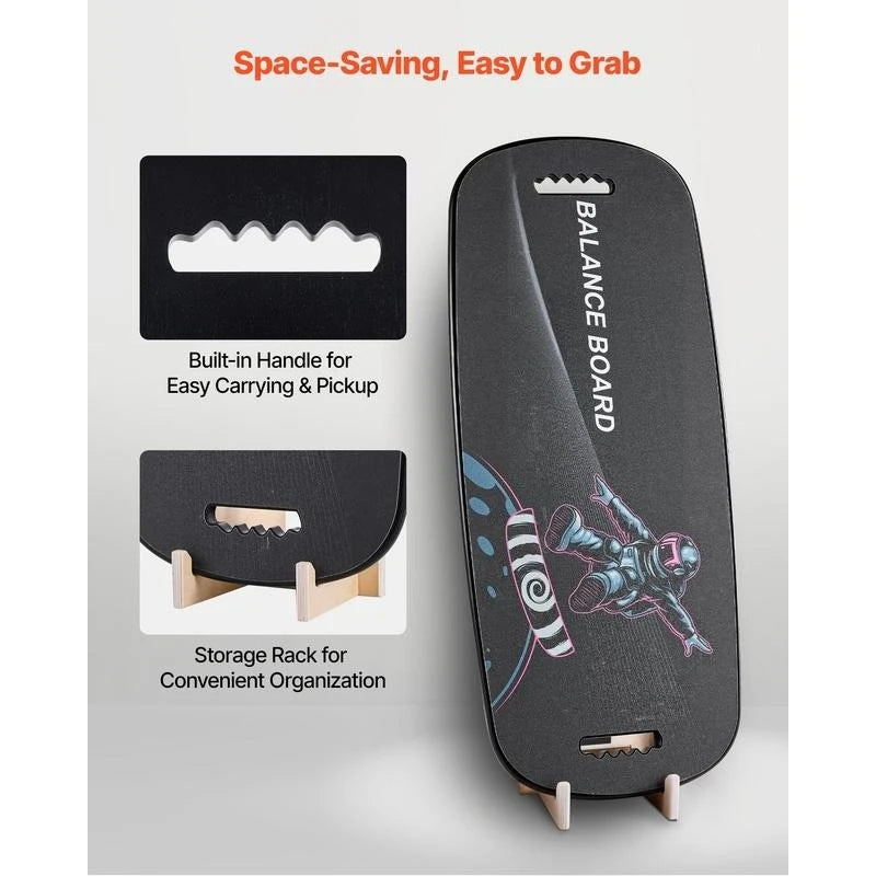 Balance Board 2-in-1 wobble trainer with built-in carry handle and storage rack