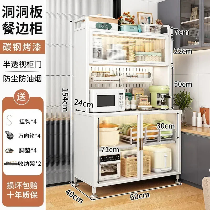 Modern Kitchen Cabinet Hutch Movable Full Door Glass Cabinet Storage Display Cupboards Multi-functional Cupboard Storage Door by S And B Enterprise