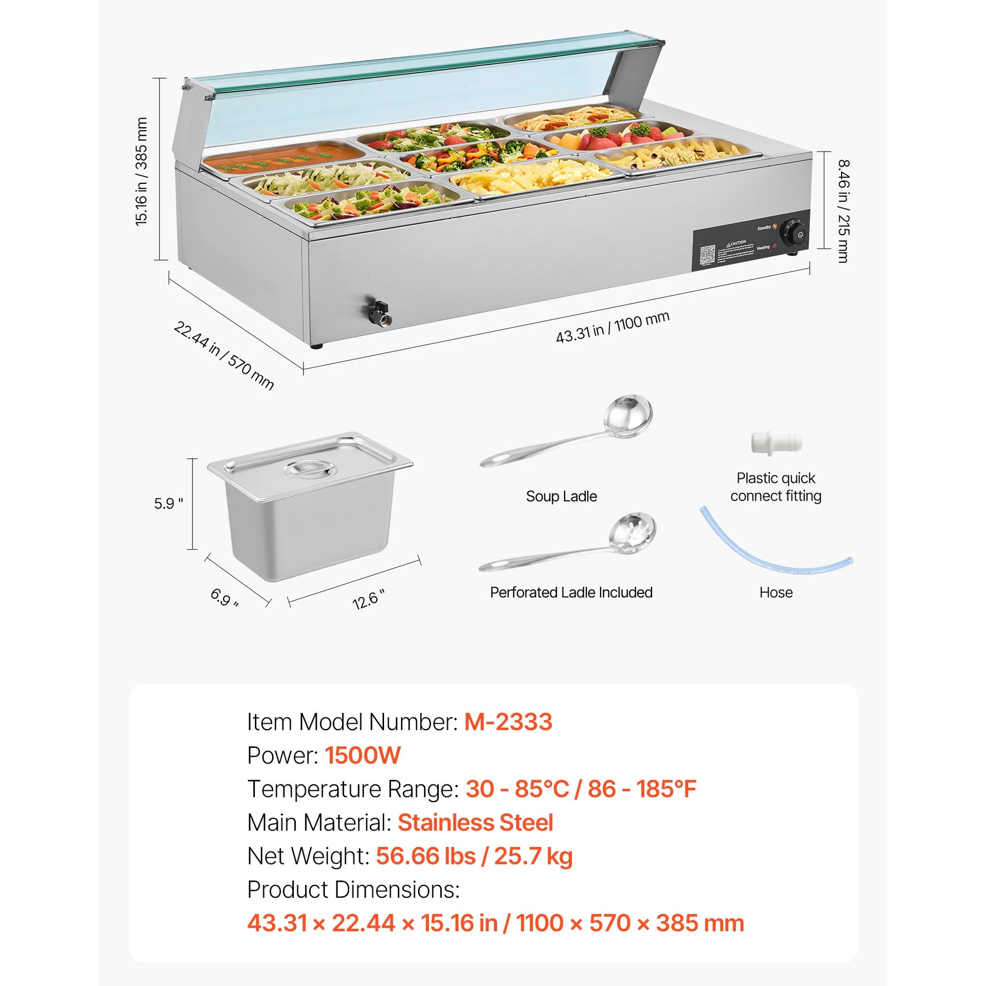 SucceBuy Commercial Food Warmer Stainless Steel Electric Countertop Buffet by S And B Enterprise