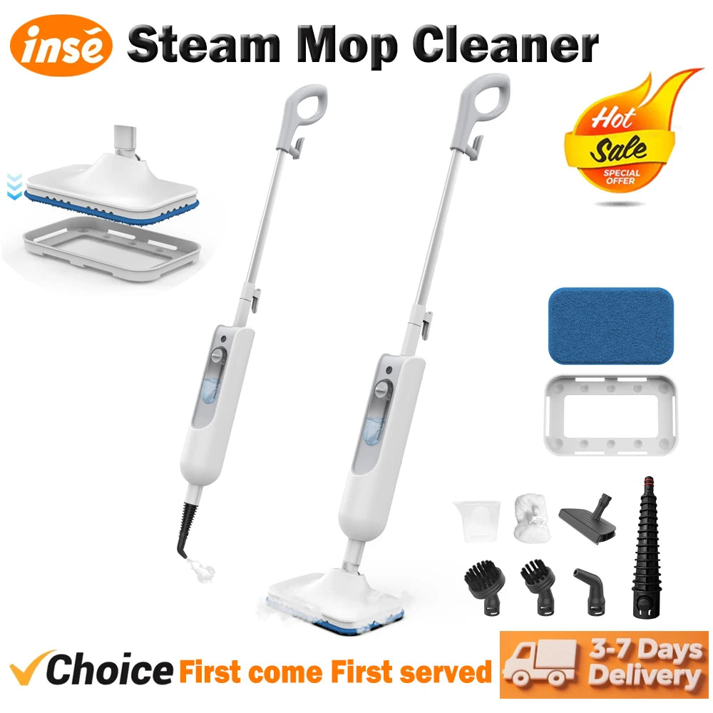 INSE Powerful Steam Mop High Temperature 6 in 1 Scrubbing Steam Cleaner Detachable Floor Steam Mop for Hard Floor Carpet Kitchen by S And B Enterprise