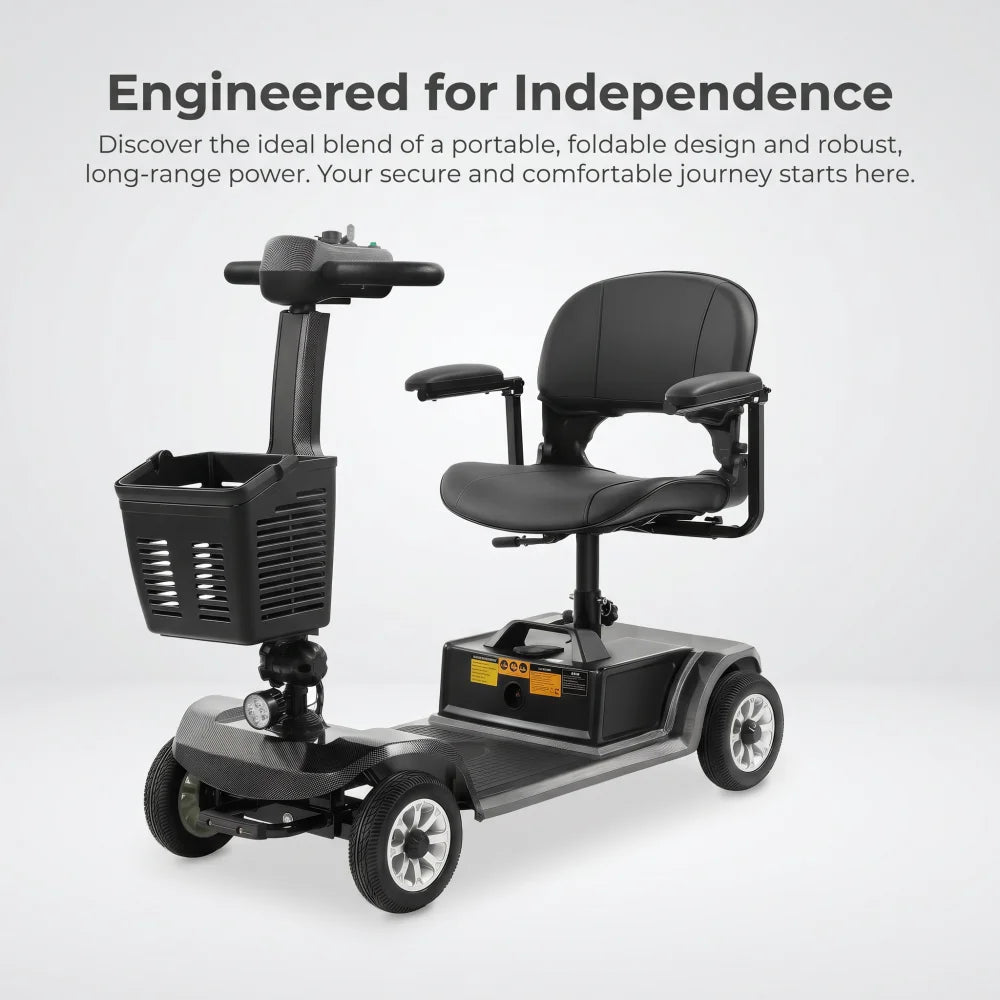 Unificare 250W electric mobility scooter by S And B Enterprise, 4-wheel foldable scooter with detachable battery.