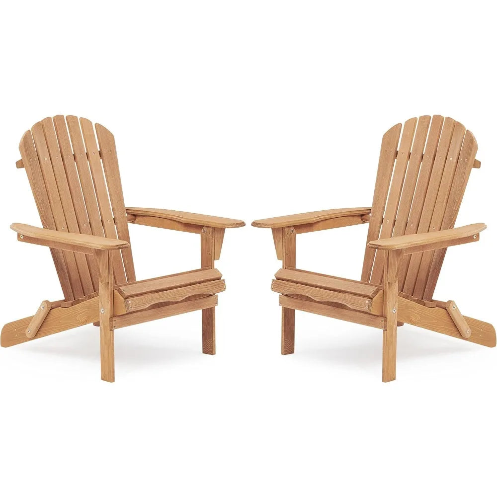 Outdoor Wooden Folding Chair Set Of 2 With Preassembled Backrest