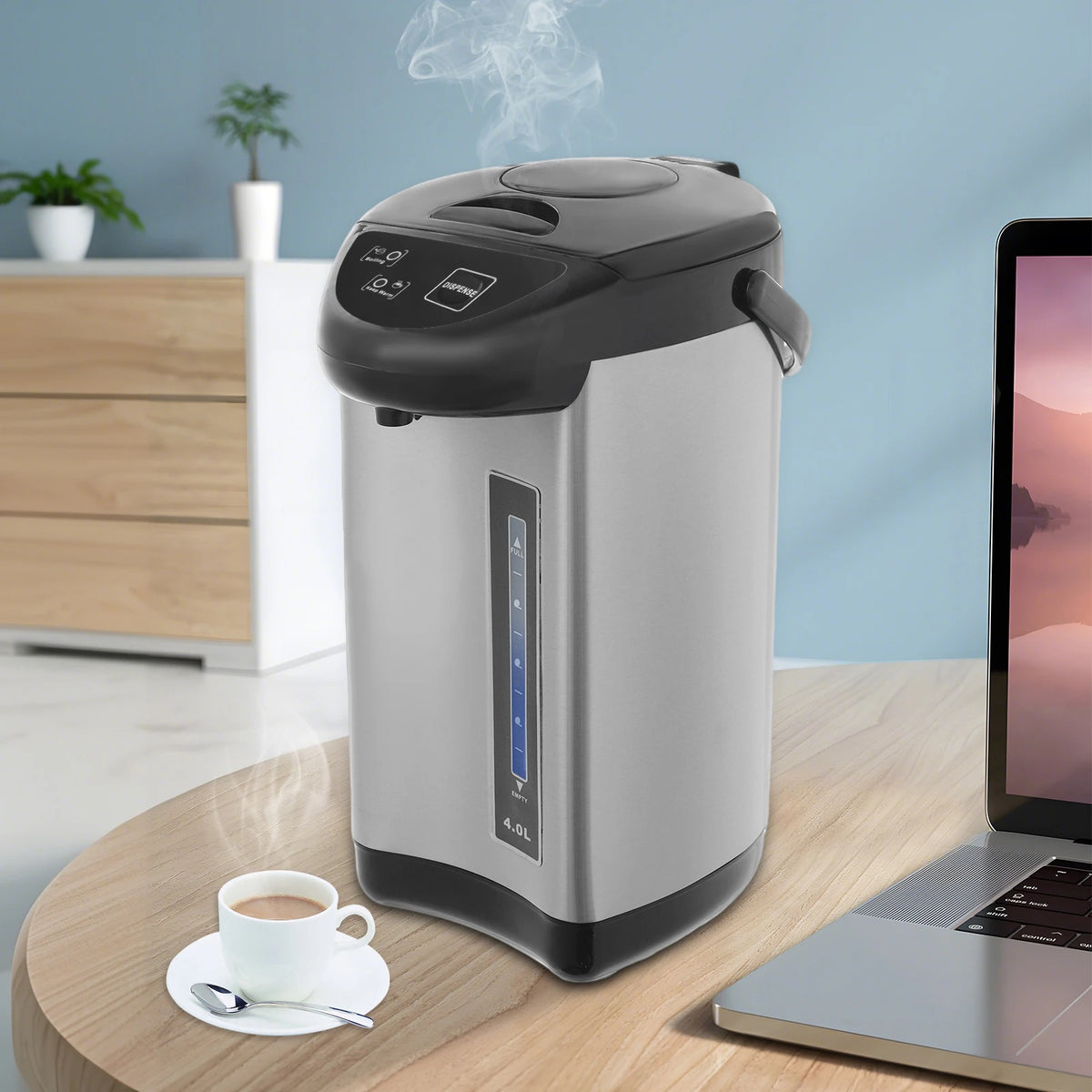 Electric kettle, stainless steel 4L, 110V with 750W fast heating and keep-warm.