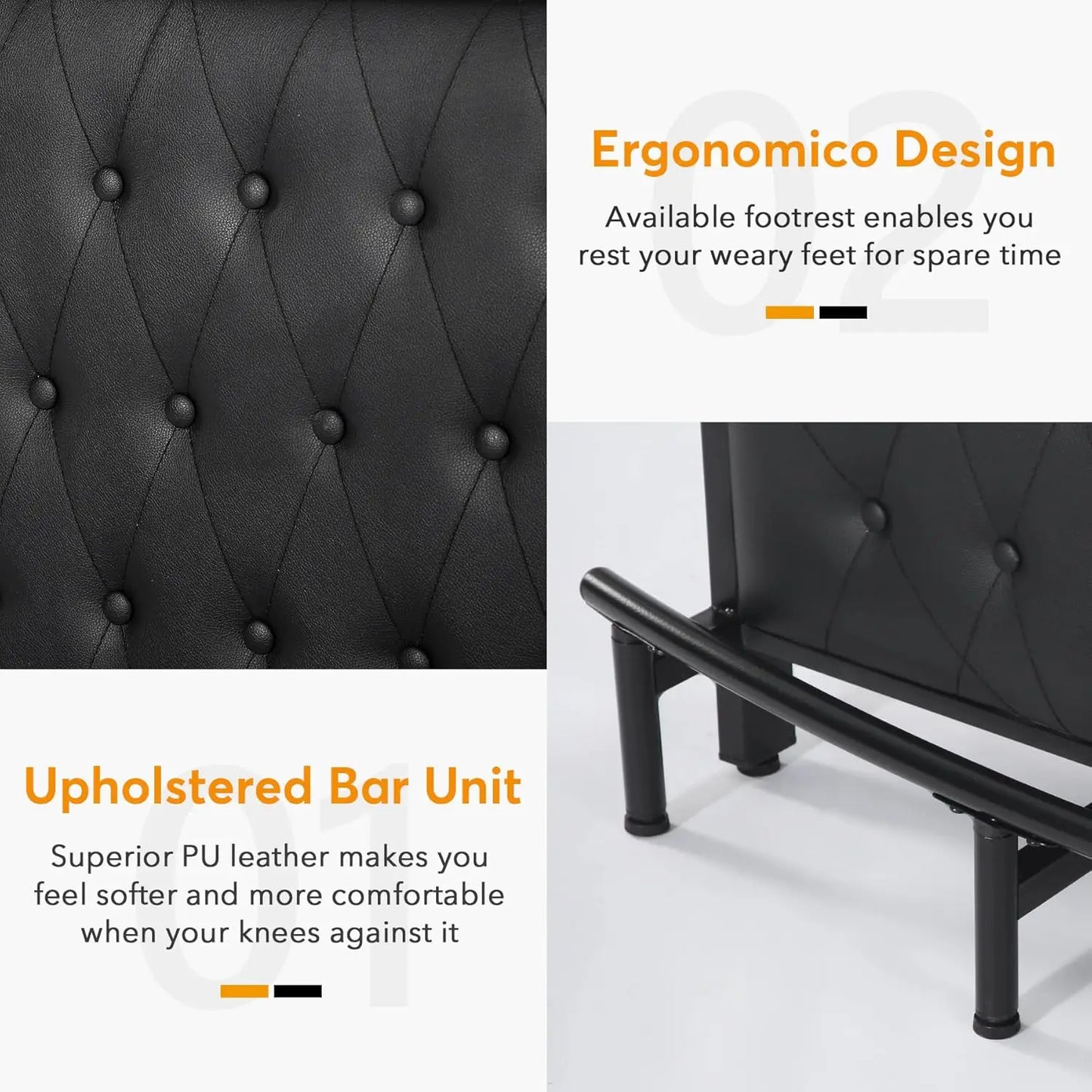 Contemporary Bar Table With Storage And Upholstered Footrest