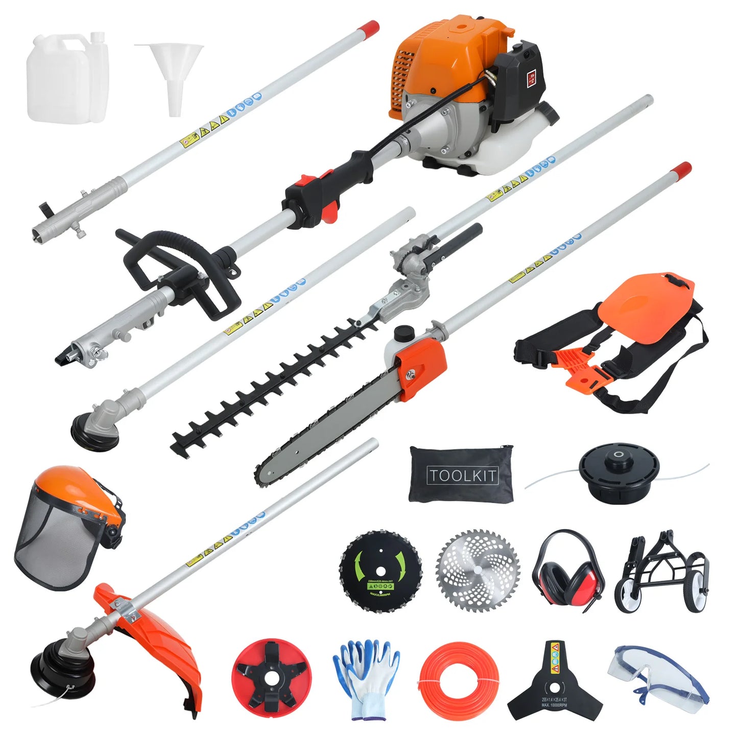 Gas Powered Eight In One Garden Tool With Trimmers