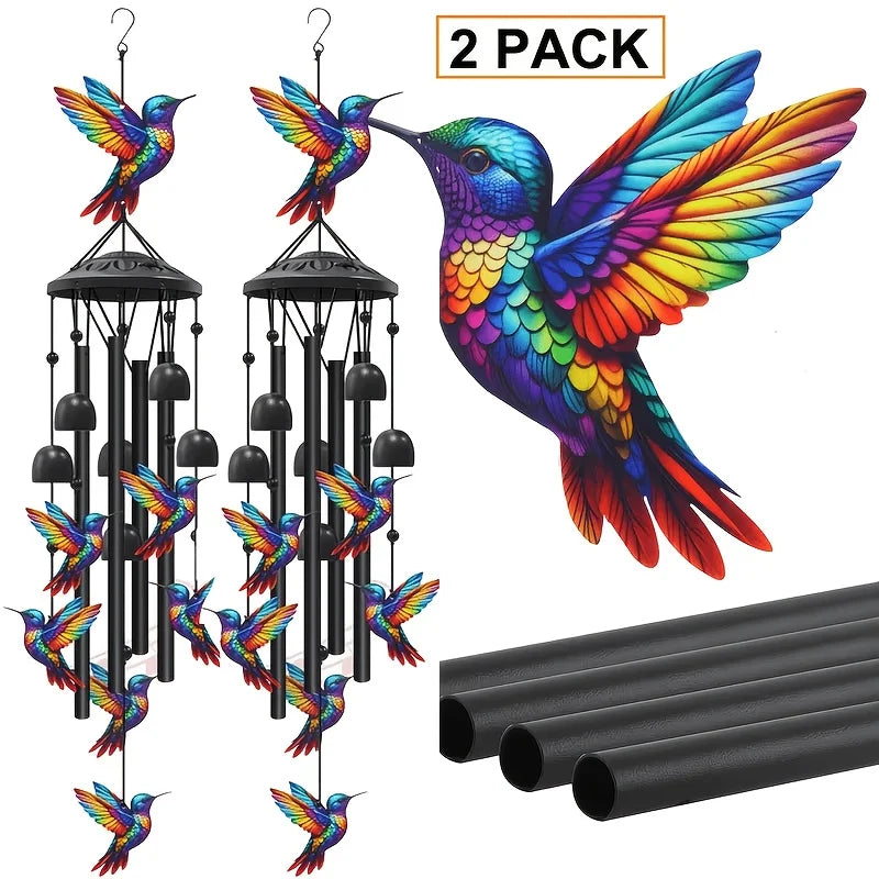 Lucky Wind Chime Garden Decor With Gradient Bird Ornament by S And B Enterprise