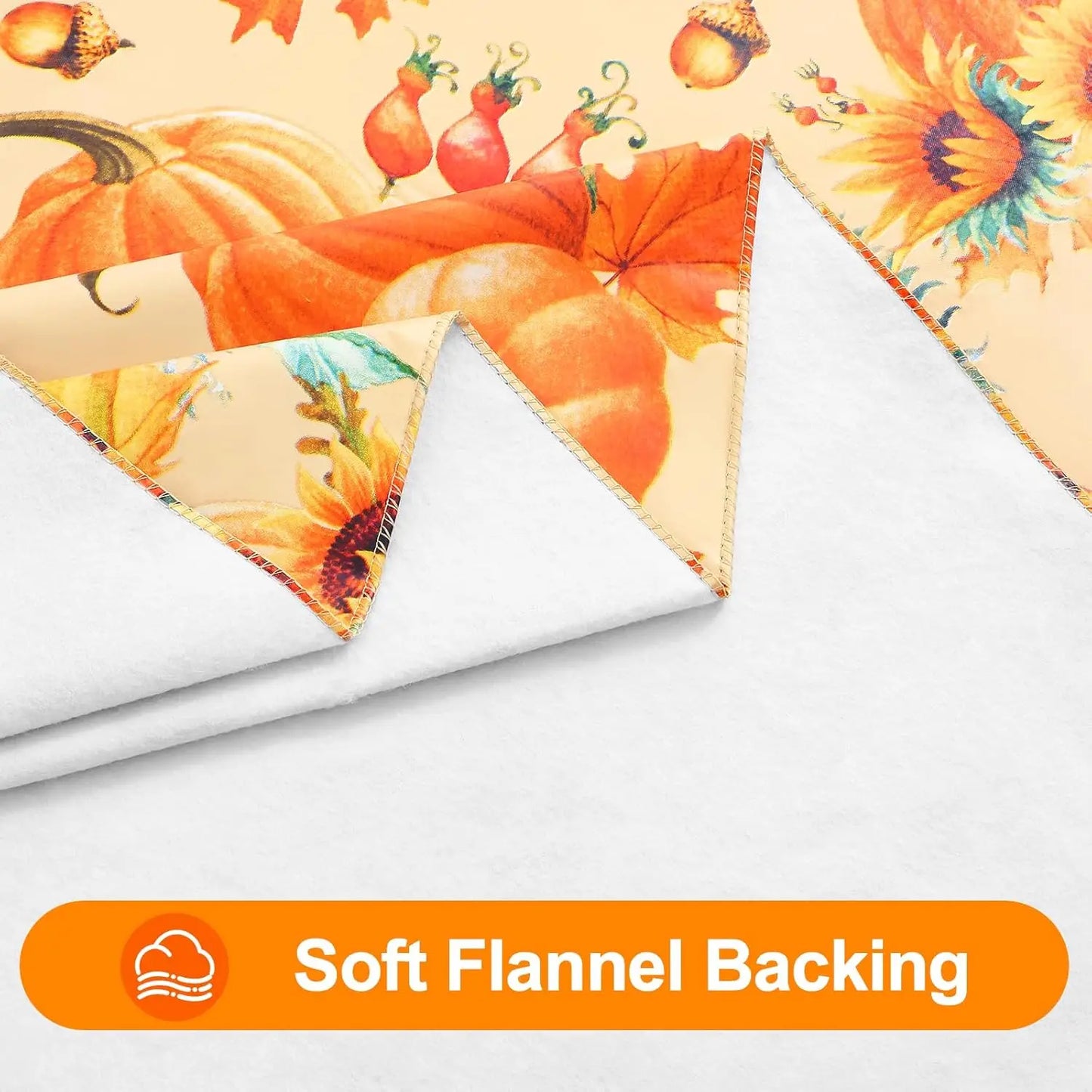 Waterproof Elastic Fitted Tablecloth With Floral Pumpkin Christmas Decor
