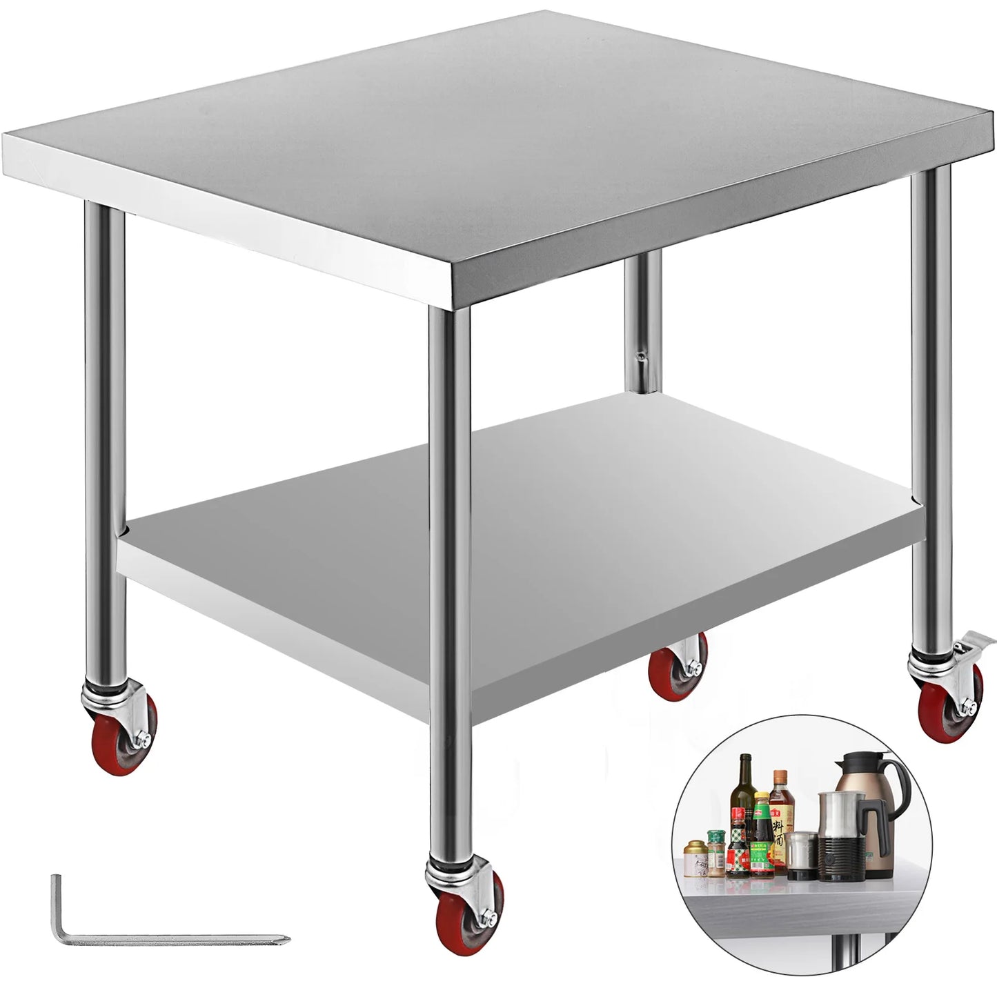 SucceBuy Stainless Steel Commercial Kitchen Work Table With Caster Wheels