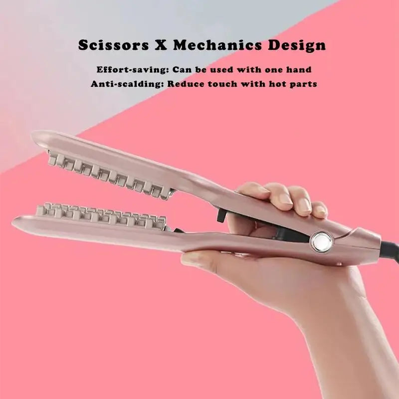 VoluVibe Ceramic Hair Crimping Iron Curler Tool for Fluffy Volume Styles - Hair Texturizing Iron by S And B Enterprise