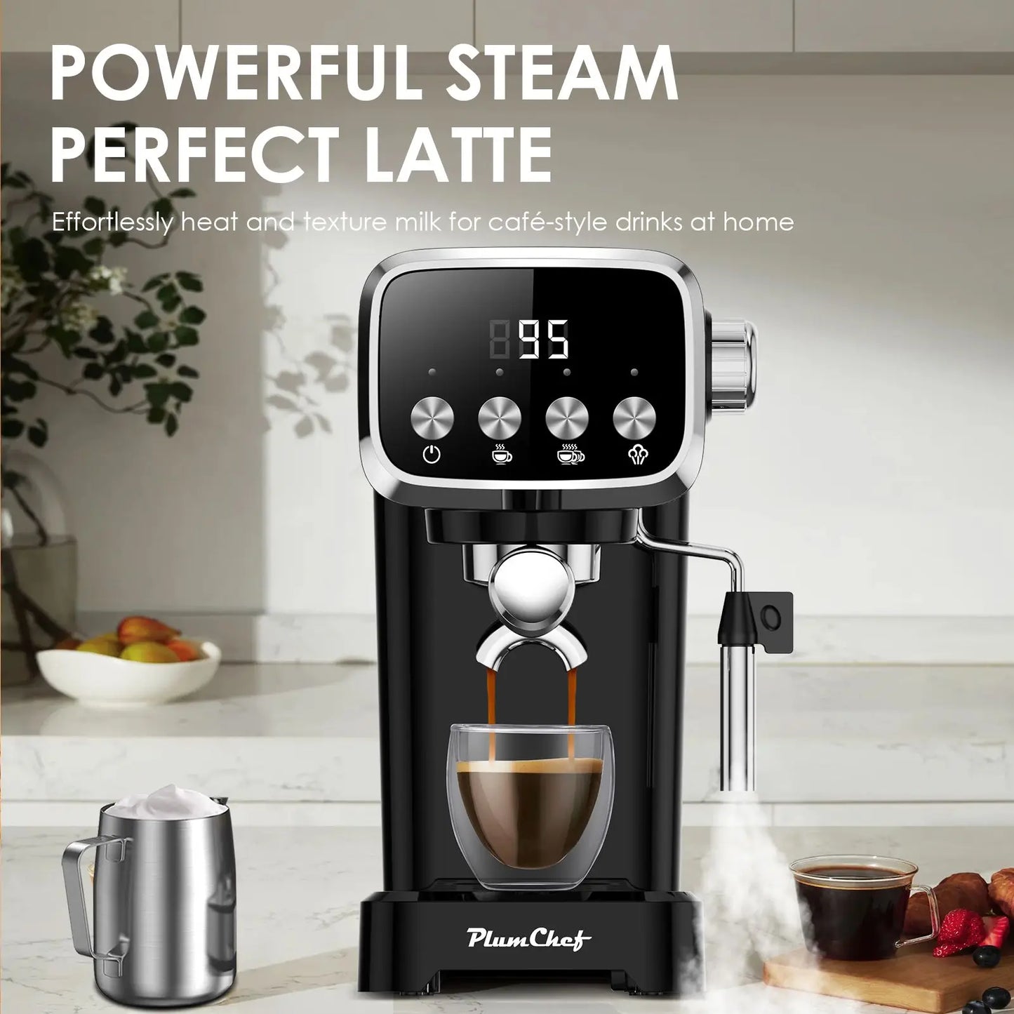 20 Bar Slim Espresso Machine With Milk Frother Cup Warmer by S And B Enterprise