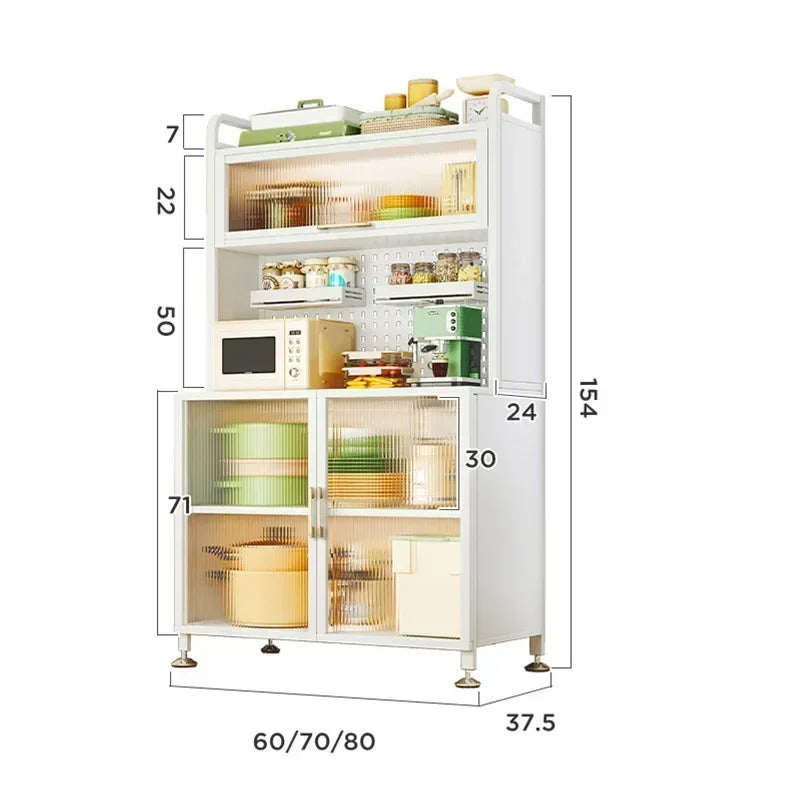 Modern Kitchen Cabinet Hutch Movable Full Door Glass Cabinet Storage Display Cupboards Multi-functional Cupboard Storage Door by S And B Enterprise