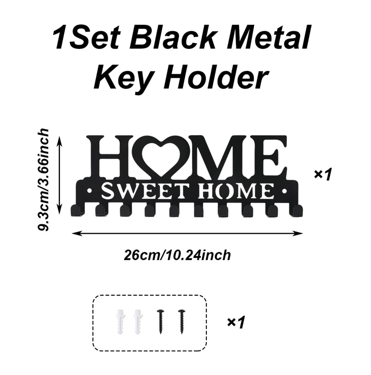 Metal Wall Mount Key Holder With Ten Hooks Design Style by S And B Enterprise