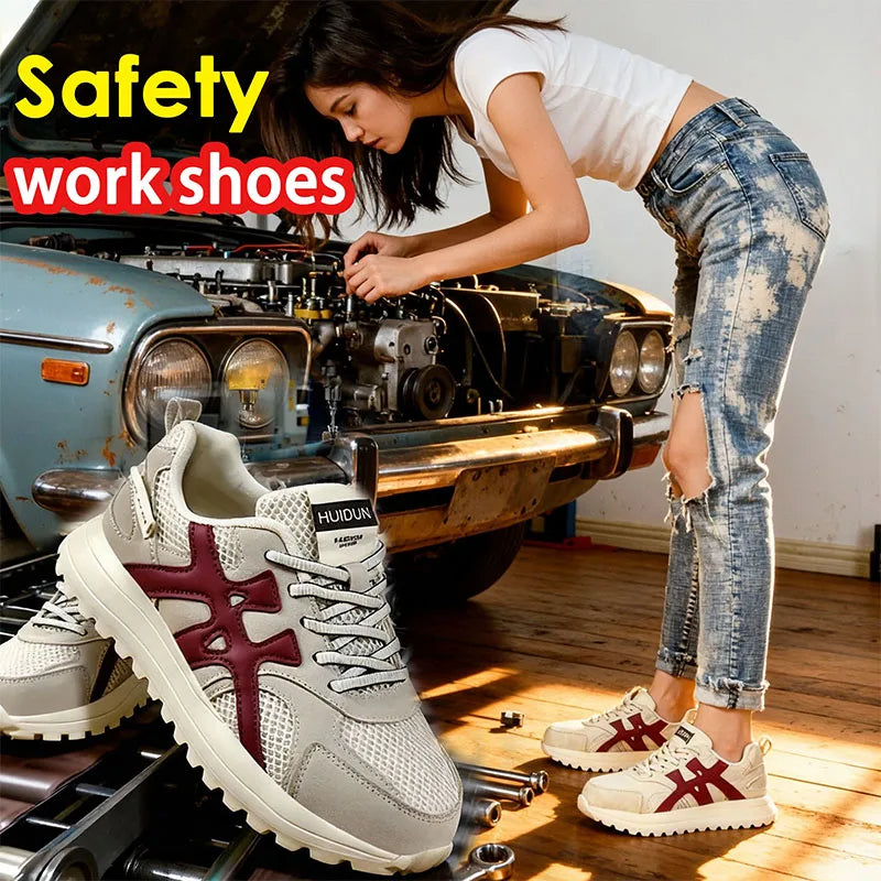Lightweight Women Work Safety Shoes Breathable Non Slip Sneakers