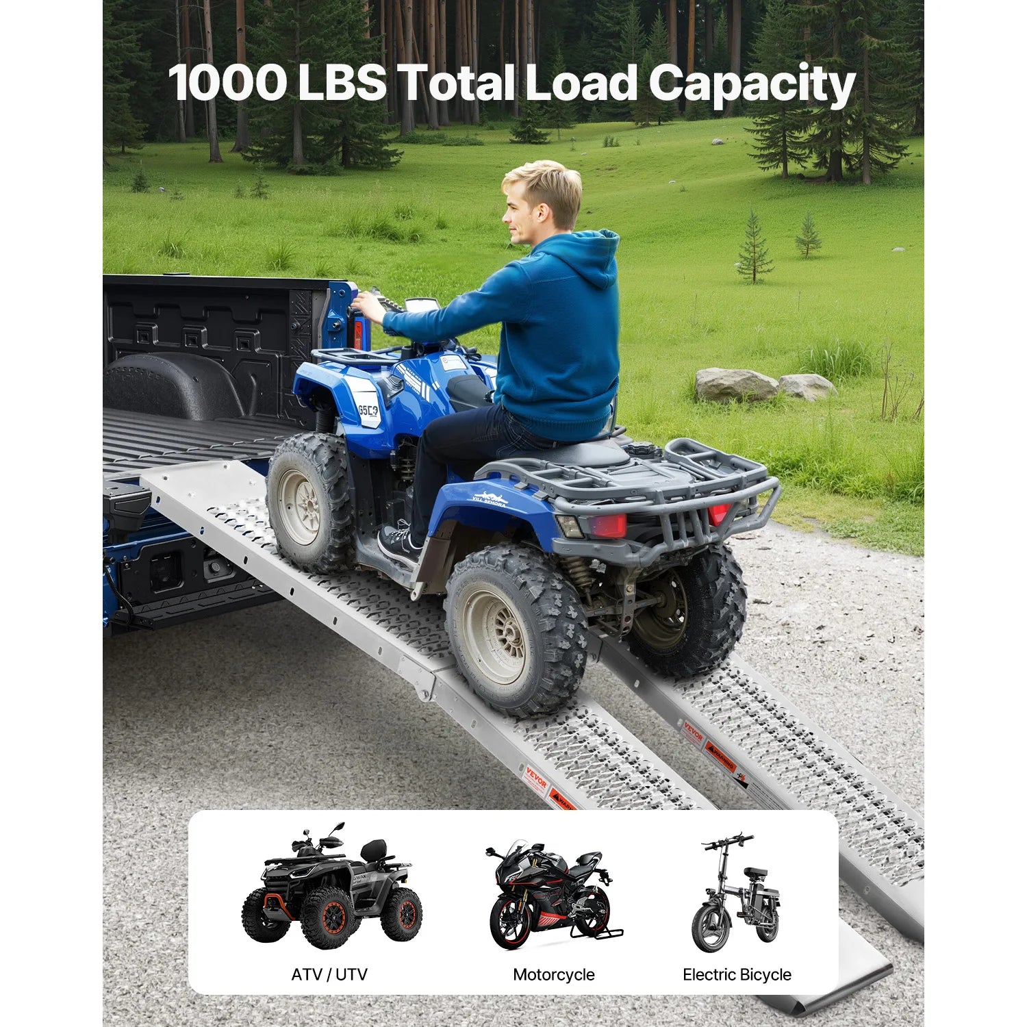 SucceBuy 1000lbs Steel Ramps 2Pcs Ramps with Wider Ramp Surface Universal Stable Loading Ramp with Handles Fit for ATV UTV Motor by S And B Enterprise