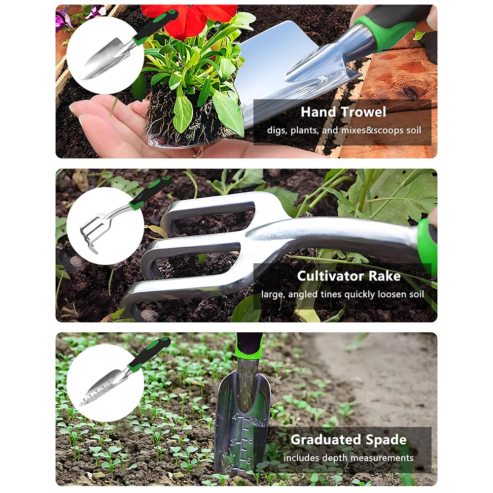 Outdoor Garden Tool Set 11 Piece Rustproof Pruning Tools Shovel by S And B Enterprise