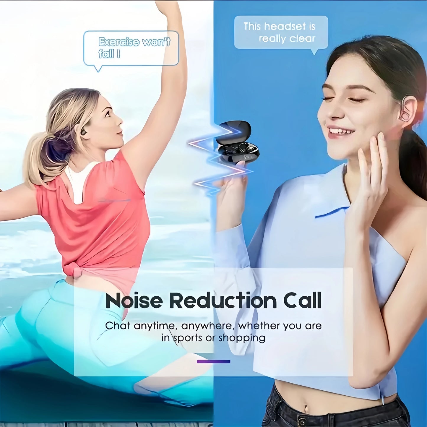 True Wireless Earbuds, Tws Headphones with Microphone, Sports Ear Clip Headphones, Stereo In-Ear Headphones with Led Display by S And B Enterprise