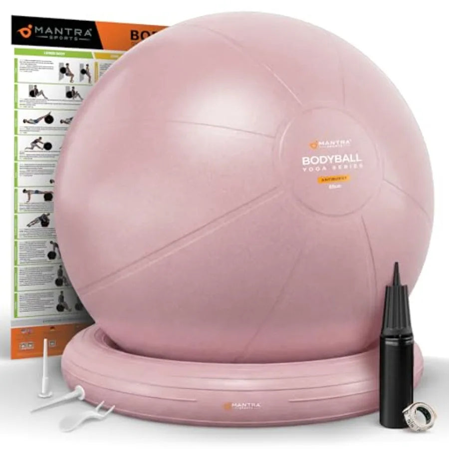 Yoga Exercise Ball Chair for Office Desk with Base, Ideal for Pregnancy, Birthing, Stability Exercises Fitness. Swiss Stability by S And B Enterprise