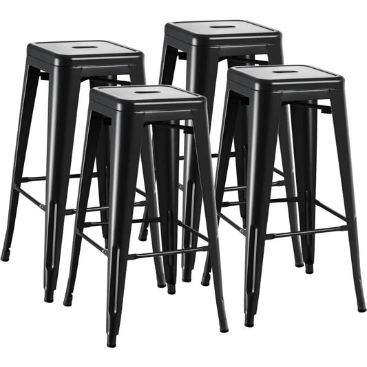MOYU Metal Bar Stools Set of 4 Backless Industrial Stackable