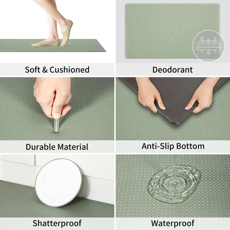 Anti Fatigue Kitchen Mats Set Of 2 Cushioned Washable