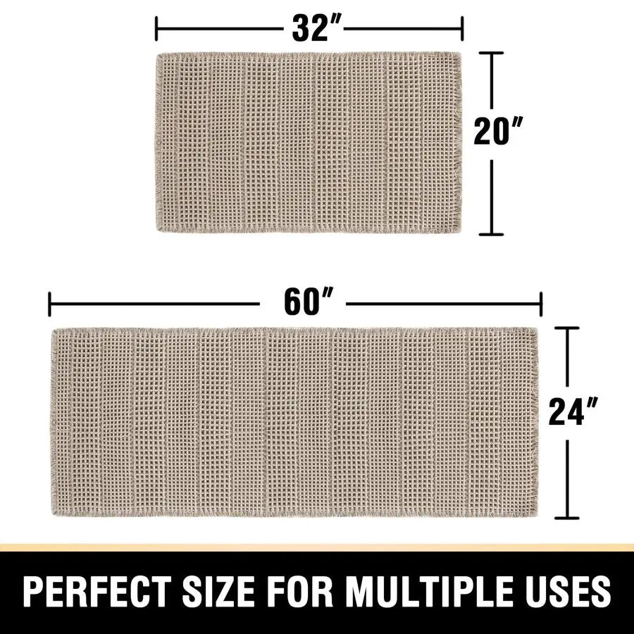 Waffle Bath Mat Super Absorbent Non Slip Rug Machine Washable