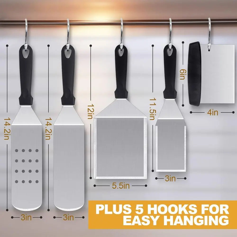 Griddle Accessories Kit Five Piece Heavy Duty Stainless Steel by S And B Enterprise