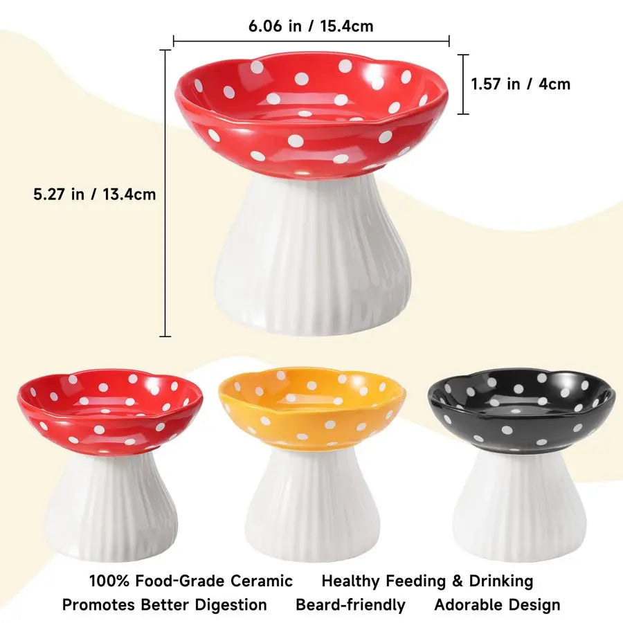 XMSJ Elevated Ceramic Cat Bowl Whisker Fatigue Relief
